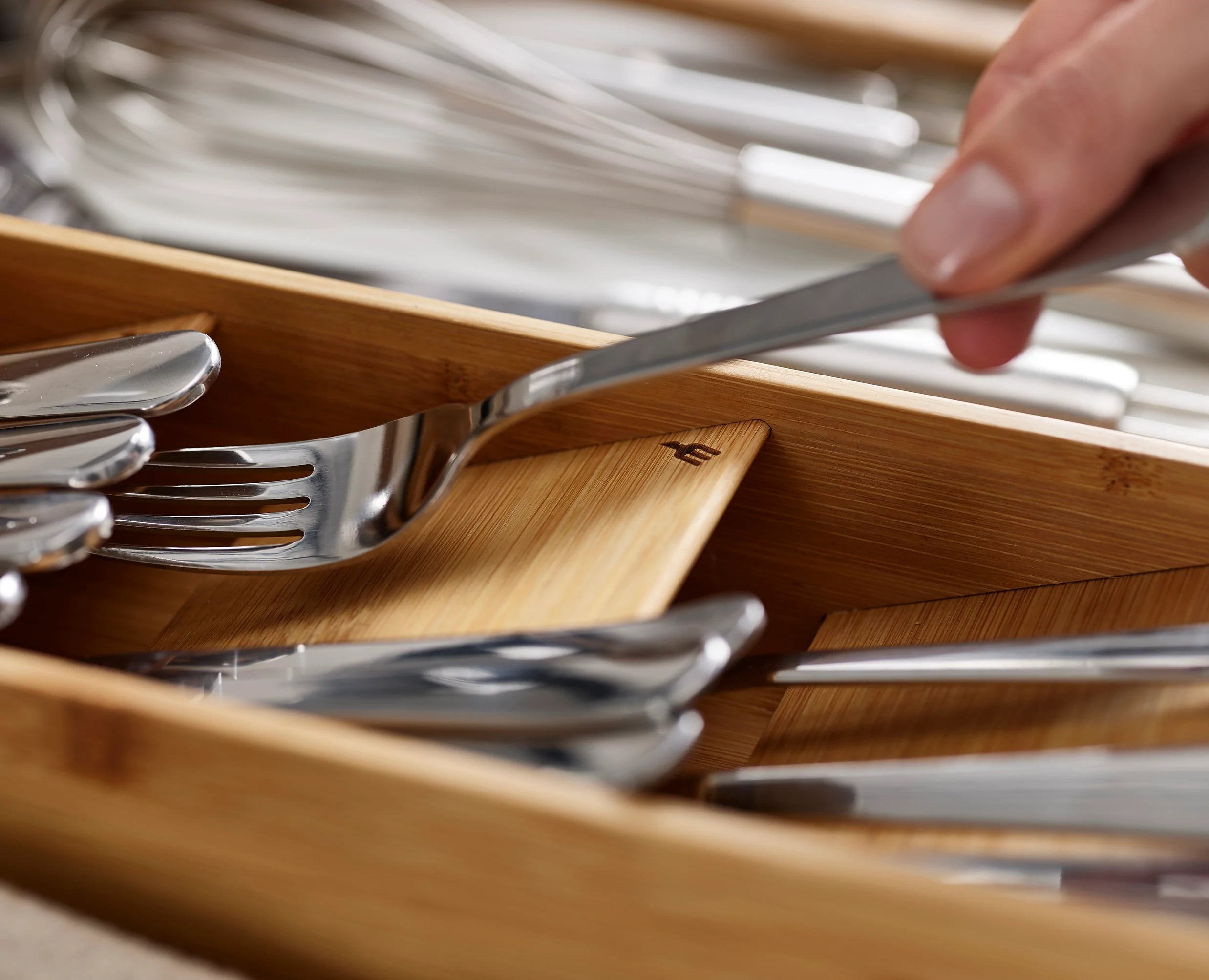 erStore™ Bamboo Compact Cutlery Organiser - Image 4